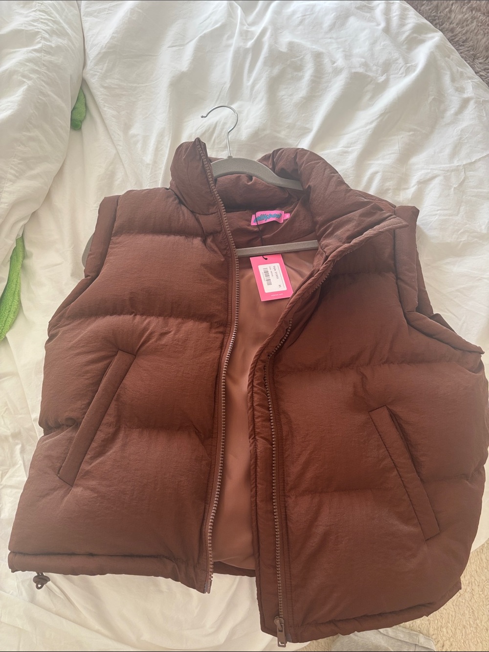 Edikted Brown Puffer Vest
